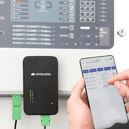 nimbusGo is a 4G-enabled device that allows fire alarm engineers to effortlessly stream servicing records from a customer’s fire alarm system into an infinite service log in real time.